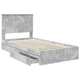 Letto con Contenitore con testiera Grigio cemento 100 x 200 cm