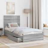 Letto con Contenitore con testiera Grigio Sonoma 90 x 200 cm