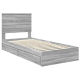 Letto con Contenitore con testiera Grigio Sonoma 90 x 200 cm
