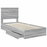 Letto con Contenitore con testiera Grigio Sonoma 90 x 200 cm