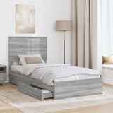 Letto con Contenitore con testiera Grigio Sonoma 90 x 190 cm