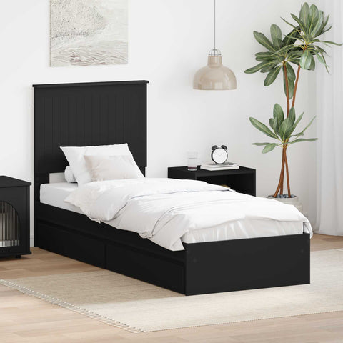 Letto con Contenitore Nero 75 x 190 cm Legno truciolato