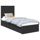 Letto con Contenitore Nero 75 x 190 cm Legno truciolato