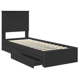 Letto con Contenitore Nero 75 x 190 cm Legno truciolato