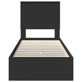 Letto con Contenitore Nero 75 x 190 cm Legno truciolato