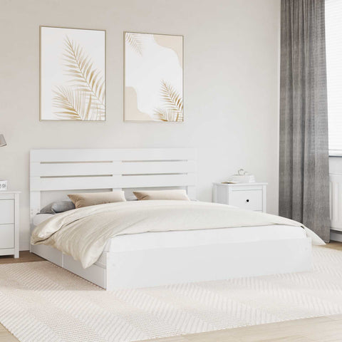 Letto con Contenitore Bianco 200 x 200 cm Legno truciolato