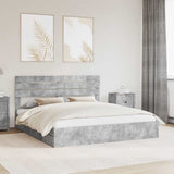Letto con Contenitore con testiera Grigio cemento 200 x 200 cm