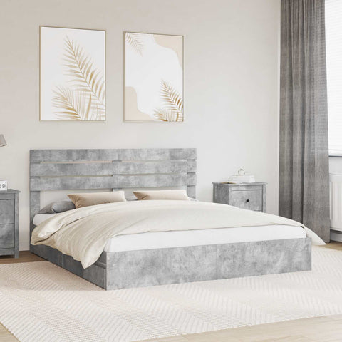 Letto con Contenitore con testiera Grigio cemento 200 x 200 cm