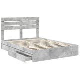 Letto con Contenitore con testiera Grigio cemento 150 x 200 cm