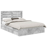 Letto con Contenitore con testiera Grigio cemento 140 x 190 cm