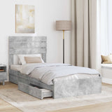 Letto con Contenitore con testiera Grigio cemento 100 x 200 cm