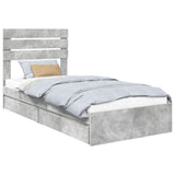 Letto con Contenitore con testiera Grigio cemento 100 x 200 cm