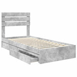 Letto con Contenitore con testiera Grigio cemento 100 x 200 cm