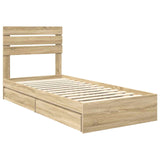 Letto con Contenitore con testiera Rovere Sonoma 75 x 190 cm