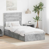 Letto con Contenitore con testiera Grigio cemento 75 x 190 cm