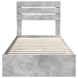 Letto con Contenitore con testiera Grigio cemento 75 x 190 cm