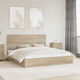 Letto con Contenitore con testiera Rovere Sonoma 200 x 200 cm