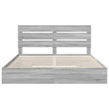 Letto con Contenitore con testiera Grigio Sonoma 200 x 200 cm