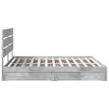 Letto con Contenitore con testiera Grigio cemento 180 x 200 cm