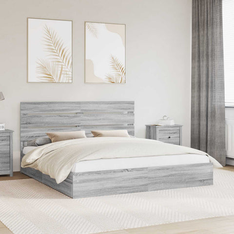 Letto con Contenitore con testiera Grigio Sonoma 180 x 200 cm