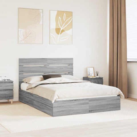 Letto con Contenitore con testiera Grigio Sonoma 160 x 200 cm