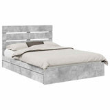 Letto con Contenitore con testiera Grigio cemento 140 x 190 cm