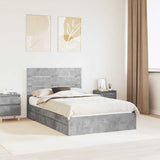 Letto con Contenitore con testiera Grigio cemento 135 x 190 cm