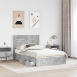 Letto con Contenitore con testiera Grigio cemento 135 x 190 cm