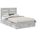 Letto con Contenitore con testiera Grigio cemento 135 x 190 cm