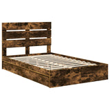 Letto con Contenitore con testiera Rovere fumé 120 x 200 cm