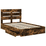 Letto con Contenitore con testiera Rovere fumé 120 x 200 cm