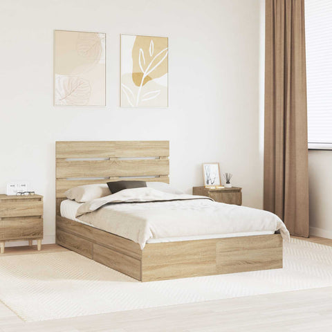 Letto con Contenitore con testiera Rovere Sonoma 120 x 190 cm