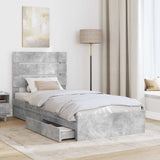 Letto con Contenitore con testiera Grigio cemento 100 x 200 cm
