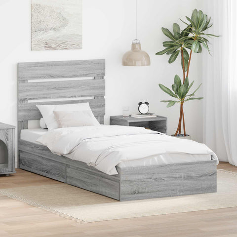 Letto con Contenitore con testiera Grigio Sonoma 100 x 200 cm