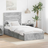 Letto con Contenitore con testiera Grigio cemento 90 x 200 cm