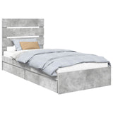 Letto con Contenitore con testiera Grigio cemento 75 x 190 cm