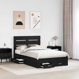 Struttura del letto Rovere Nero 120 x 190 cm Legno truciolato