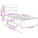 Struttura del letto Grigio Sonoma 90 x 200 cm Legno truciolato