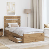 Struttura del letto con cassetto Rovere artigianale 90 x 190 cm