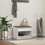 Panca per ingresso con cuscino Bianco 63 x 38 x 45 cm