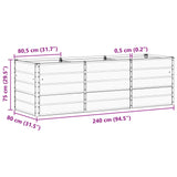 Fioriera Grigio chiaro 240 x 80 x 75 cm Acciaio