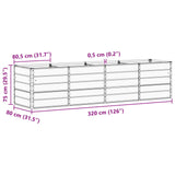 Fioriera Antracite 320 x 80 x 75 cm Acciaio