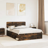 Struttura del letto Rovere fumé 140 x 190 cm Pino massello