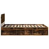 Struttura del letto Rovere fumé 135 x 190 cm Pino massello