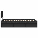Struttura del letto con testiera Nero 90 x 190 cm Pino massello