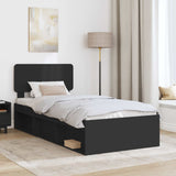 Struttura del letto con testiera Nero 75 x 190 cm Pino massello