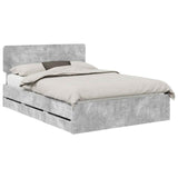 Struttura del letto con cassetto Grigio Cemento 140 x 190 cm