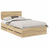 Struttura del letto con cassetto Rovere Sonoma 120 x 190 cm