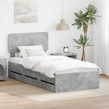 Struttura del letto con cassetto Grigio Cemento 90 x 200 cm