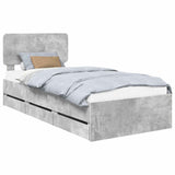 Struttura del letto con cassetto Grigio Cemento 90 x 200 cm